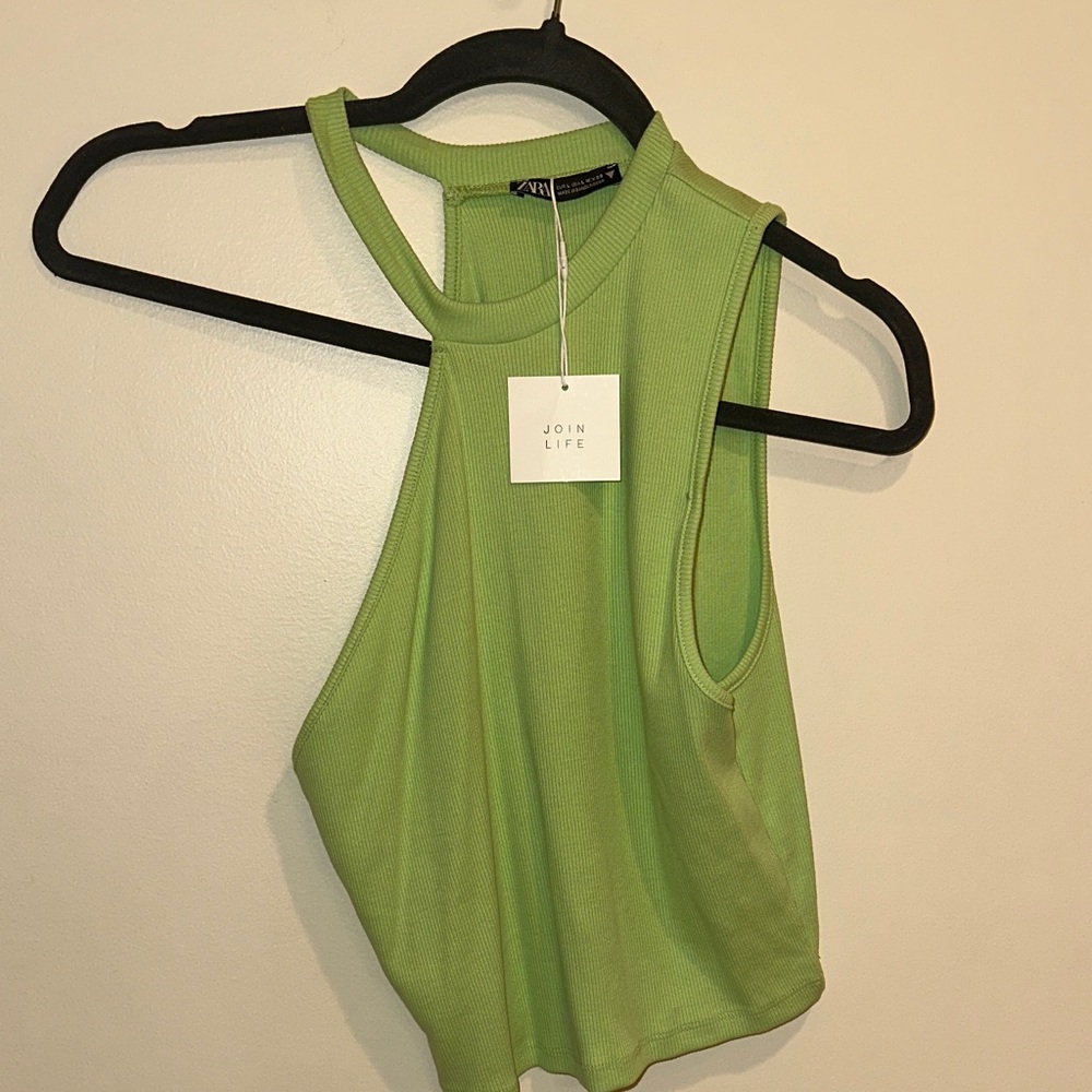 ZARA new Green one shoulder Top